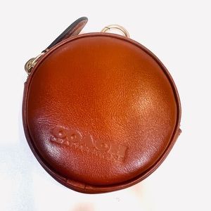 Coach Brown Tan Coin Purse Round